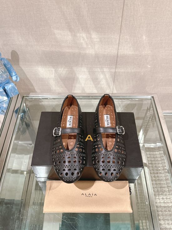 Alaia Smooth Leather Ballet Flats Soft Lined Non Slip Casual Shoes