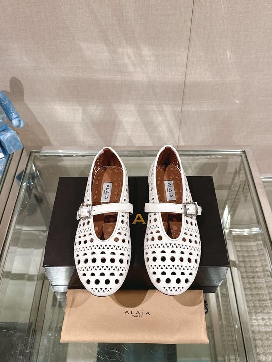 Alaia Smooth Leather Ballet Flats Soft Lined Non Slip Casual Shoes