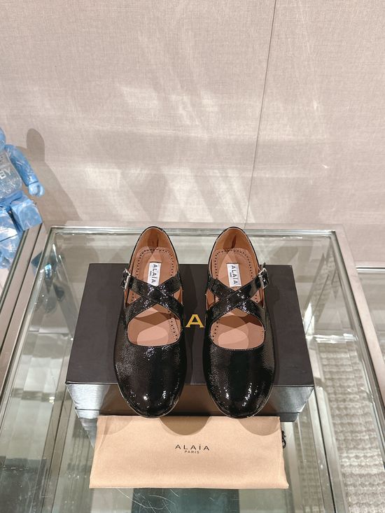 Alaia Smooth Leather Ballet Flats Soft Lined Non Slip Casual Shoes