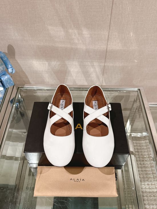 Alaia Smooth Leather Ballet Flats Soft Lined Non Slip Casual Shoes