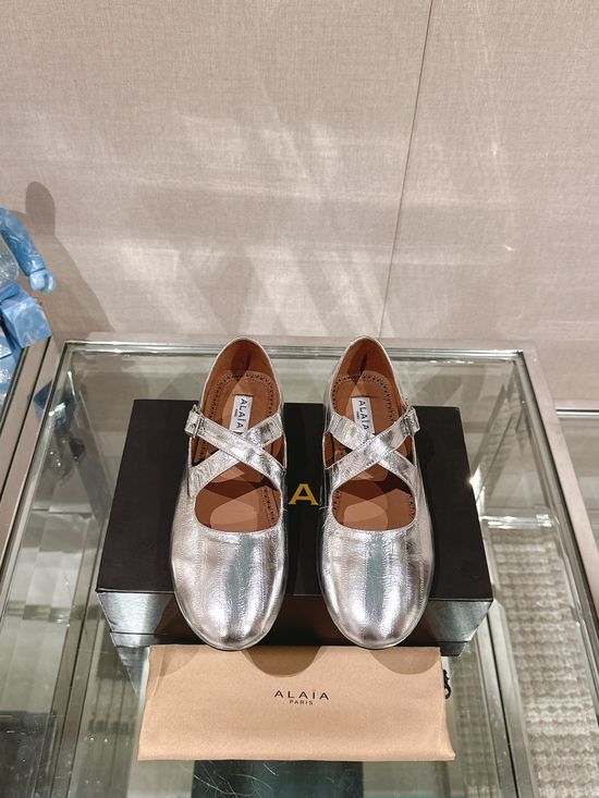 Alaia Smooth Leather Ballet Flats Soft Lined Non Slip Casual Shoes