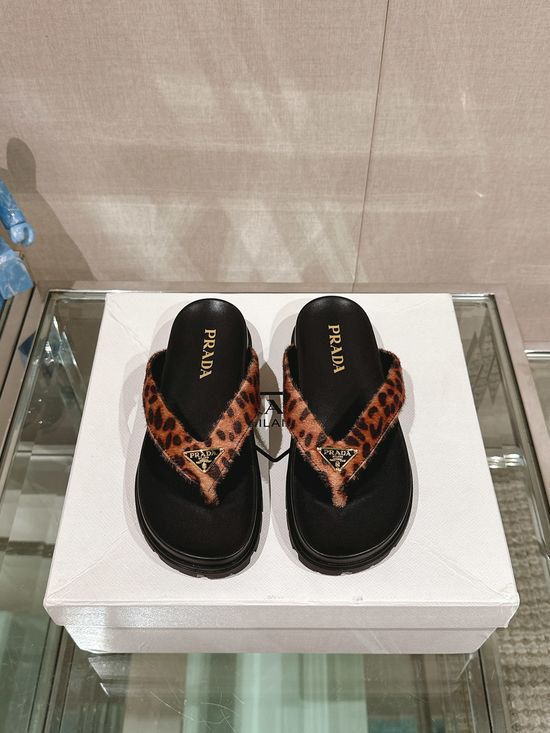 Prada Velvet Thong Flip Flop Slippers With Soft Lining