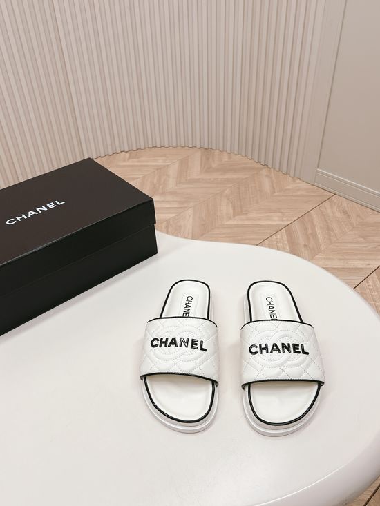 Chanel Classic Sandals Slippers Sheepskin Upper and Insole