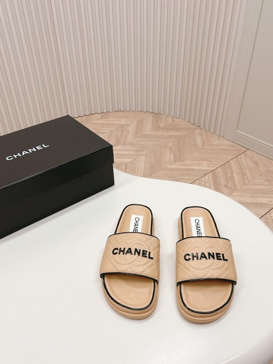 Chanel Classic Sandals Slippers Sheepskin Upper and Insole