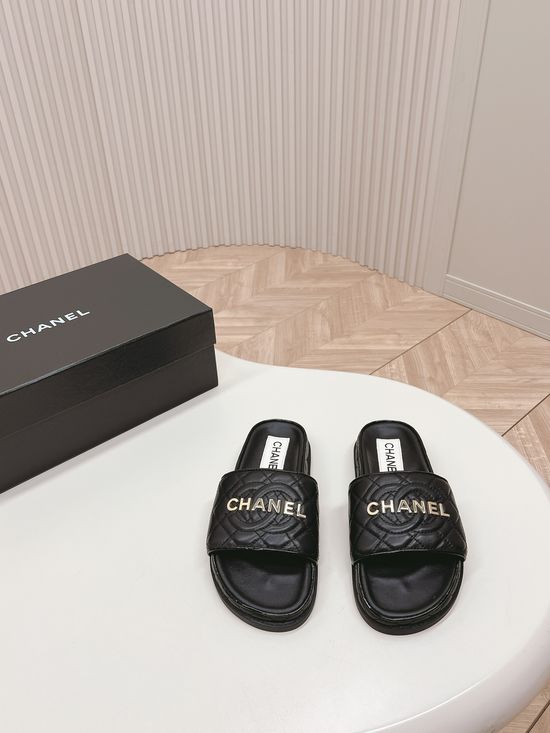 Chanel Classic Sandals Slippers Sheepskin Upper and Insole