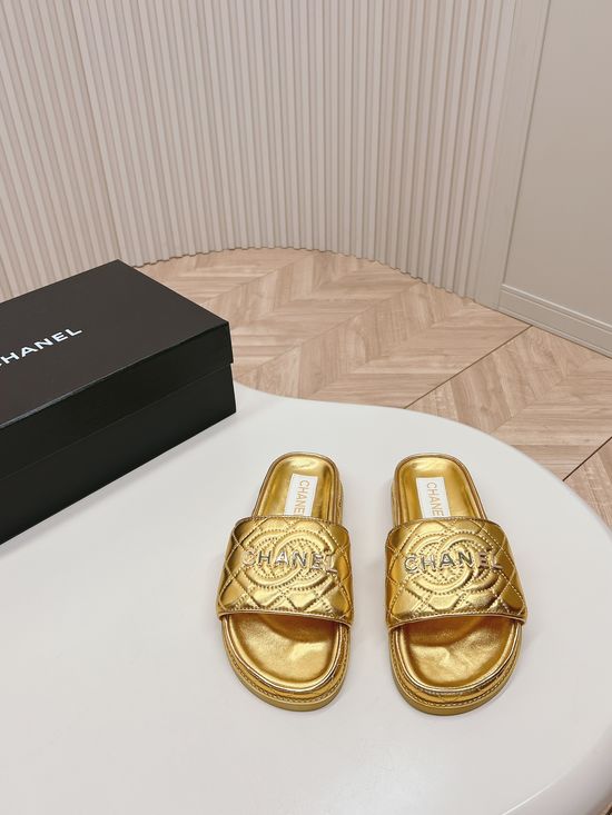 Chanel Classic Sandals Slippers Sheepskin Upper and Insole