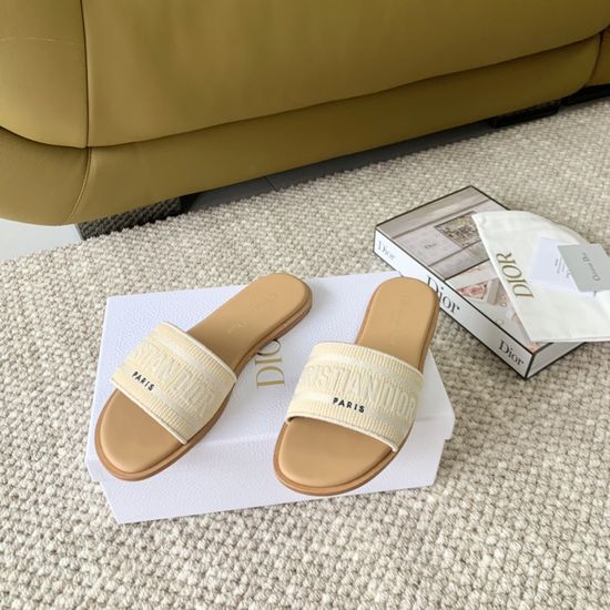 Christian Dior Embroidered Woven Slip On Casual Sandals