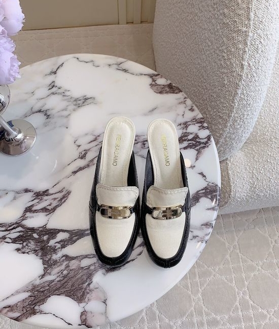 Ferragamo Sophisticated Metal-Accent Mule Slippers