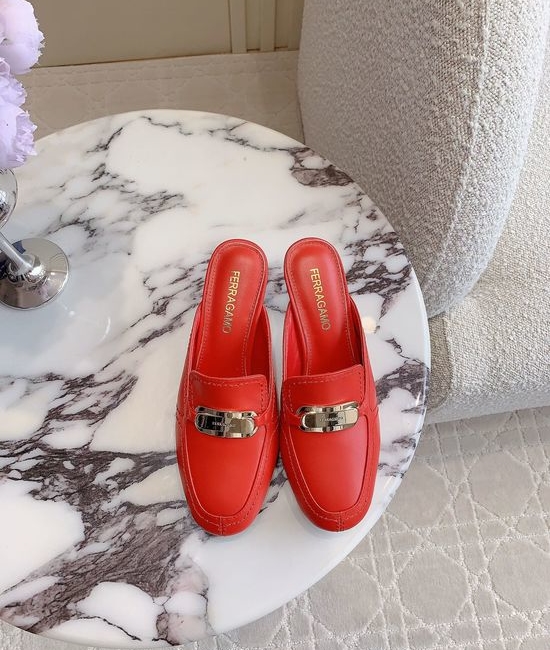 Ferragamo Sophisticated Metal-Accent Mule Slippers
