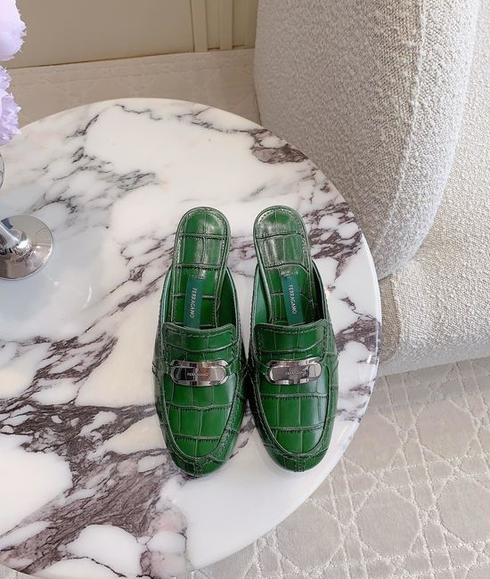 Ferragamo Sophisticated Metal-Accent Mule Slippers