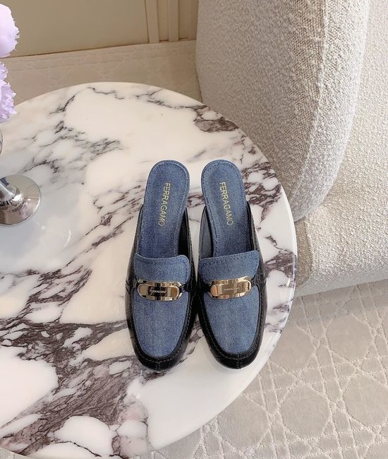 Ferragamo Sophisticated Metal-Accent Mule Slippers
