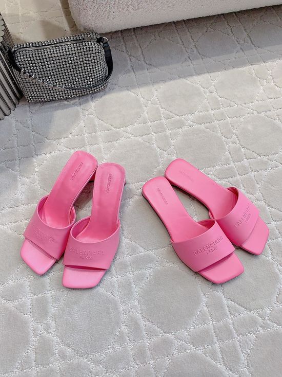 Balenciaga Minimalist Leather Slide Sandals With Low Heel Option
