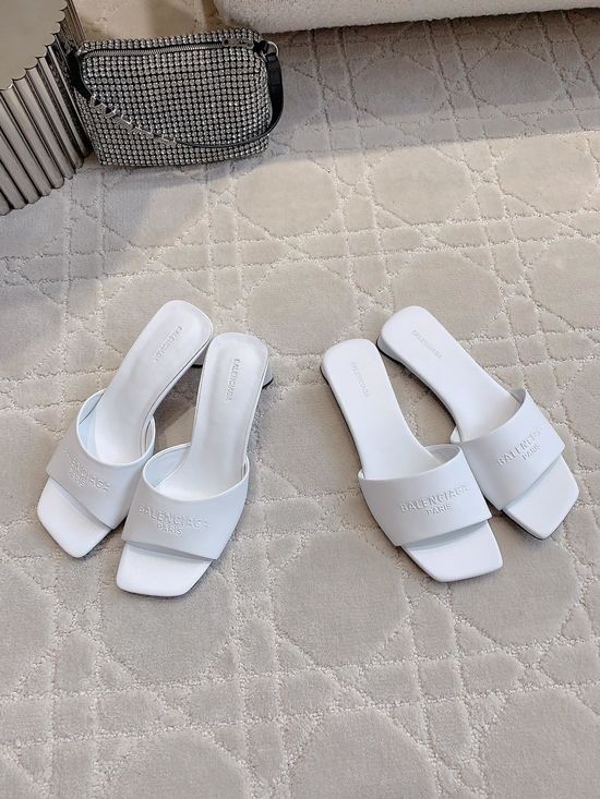 Balenciaga Minimalist Leather Slide Sandals With Low Heel Option