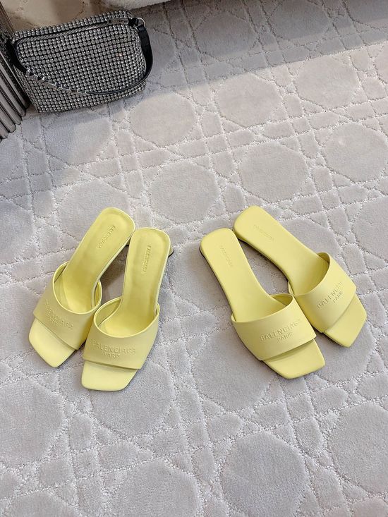 Balenciaga Minimalist Leather Slide Sandals With Low Heel Option