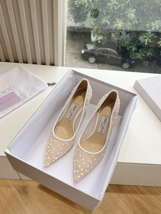 Jimmy Choo Rhinestone Pointed Toe Soft Comfortable Slip On Mules