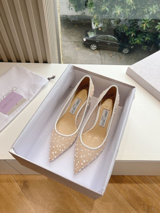 Jimmy Choo Rhinestone Pointed Toe Soft Comfortable Slip On Mules