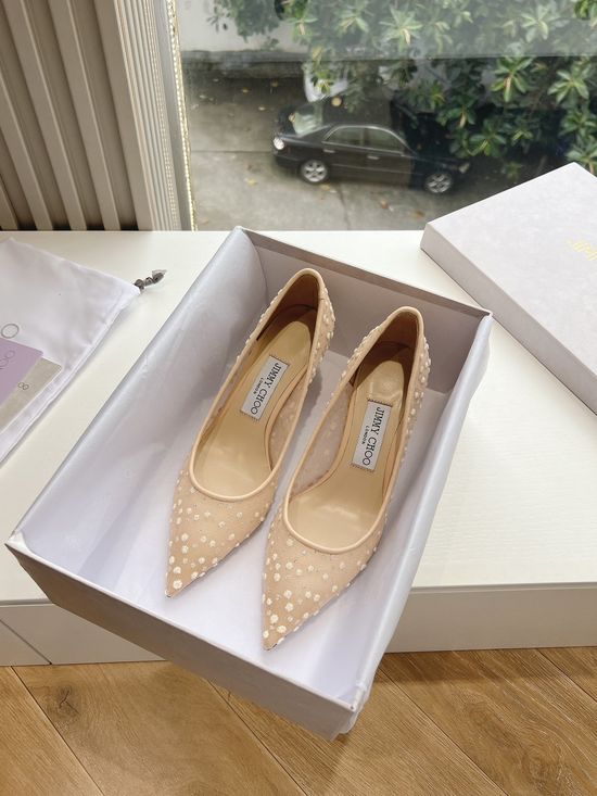 Jimmy Choo Rhinestone Pointed Toe Soft Comfortable Slip On Mules