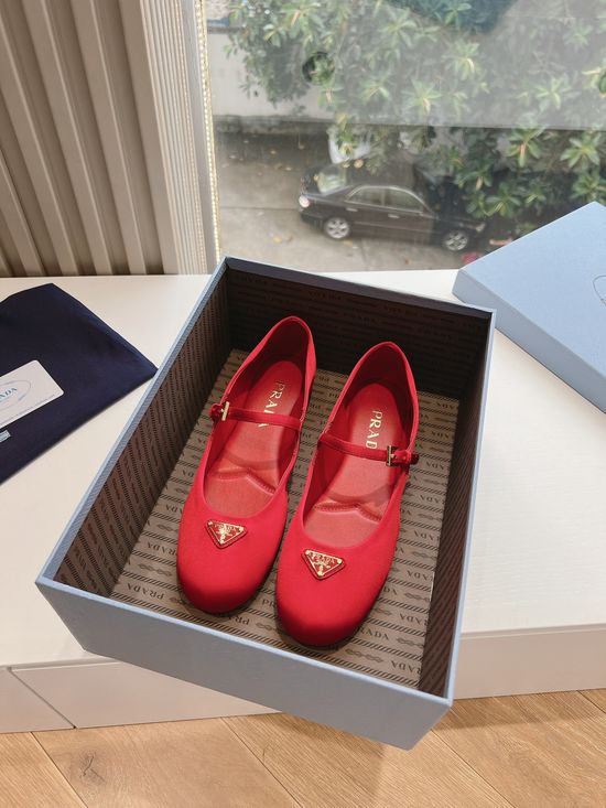 Prada Mary Jane Ballet Flats Thick Sole Comfortable Casual Shoes
