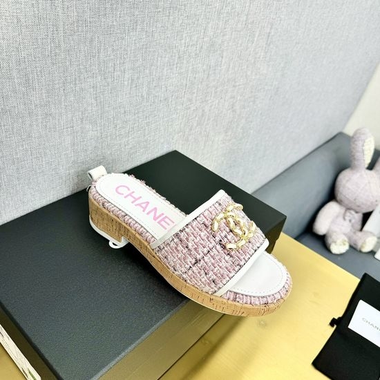 Chanel Chic Platform Sandals with Rhinestone Chunky Heel