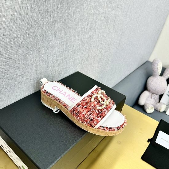 Chanel Chic Platform Sandals with Rhinestone Chunky Heel
