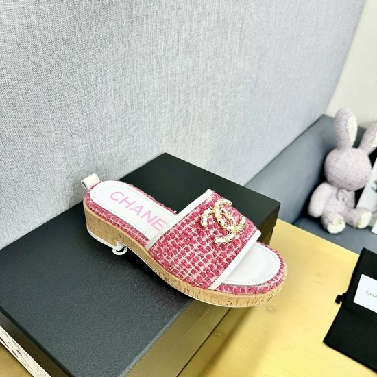 Chanel Chic Platform Sandals with Rhinestone Chunky Heel