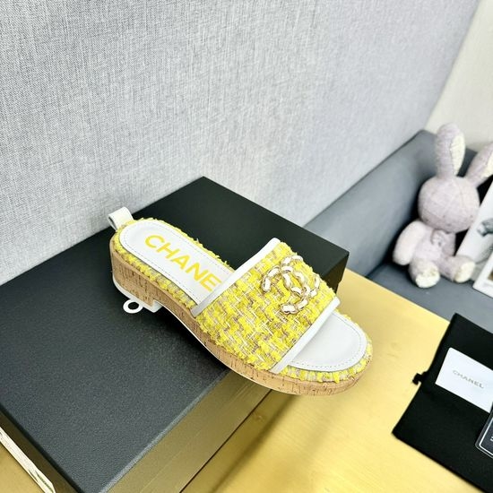 Chanel Chic Platform Sandals with Rhinestone Chunky Heel