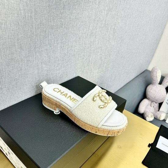 Chanel Chic Platform Sandals with Rhinestone Chunky Heel