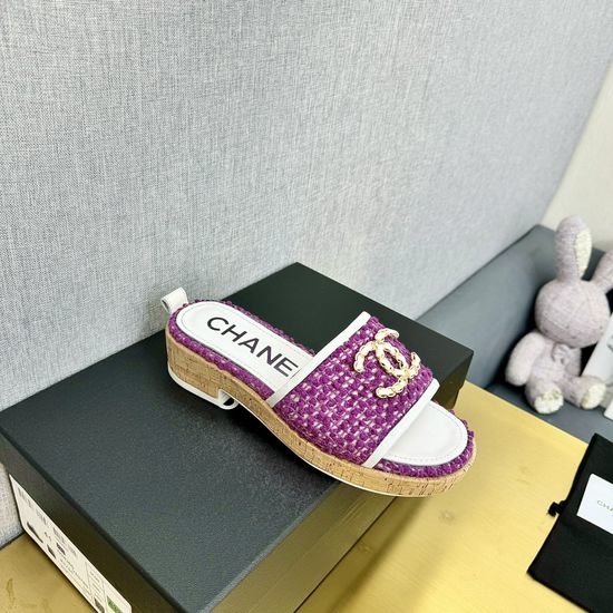 Chanel Chic Platform Sandals with Rhinestone Chunky Heel