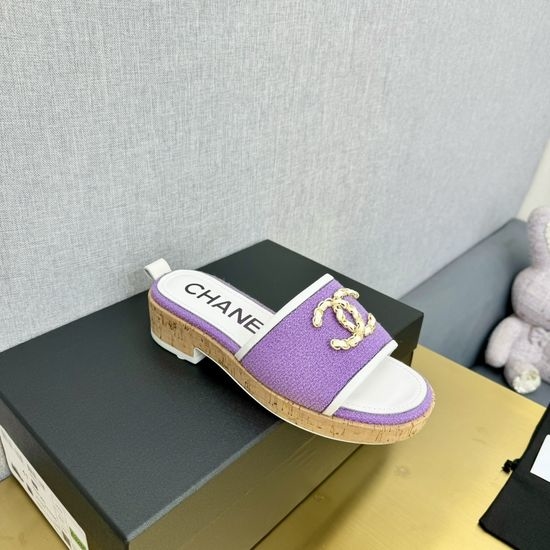 Chanel Chic Platform Sandals with Rhinestone Chunky Heel