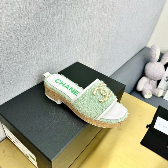 Chanel Chic Platform Sandals with Rhinestone Chunky Heel