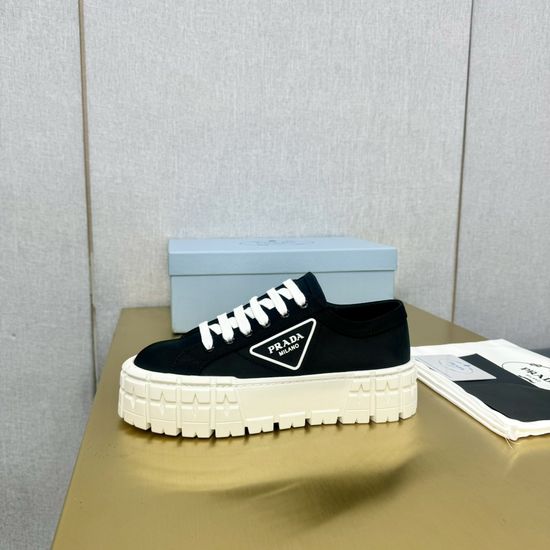 Prada Vintage Style Printed Canvas Platform Casual Shoes