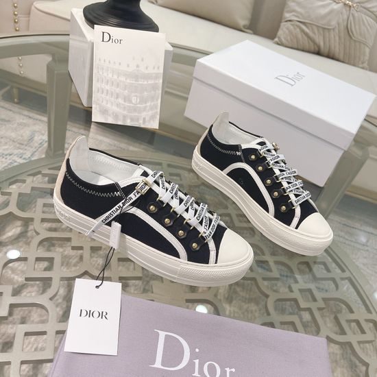 Christian Dior Black and White Cotton Canvas Garden Shoes