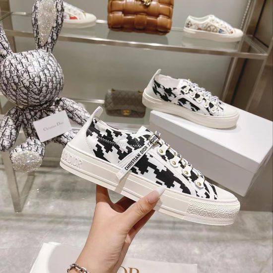 Christian Dior Black and White Cotton Canvas Garden Shoes