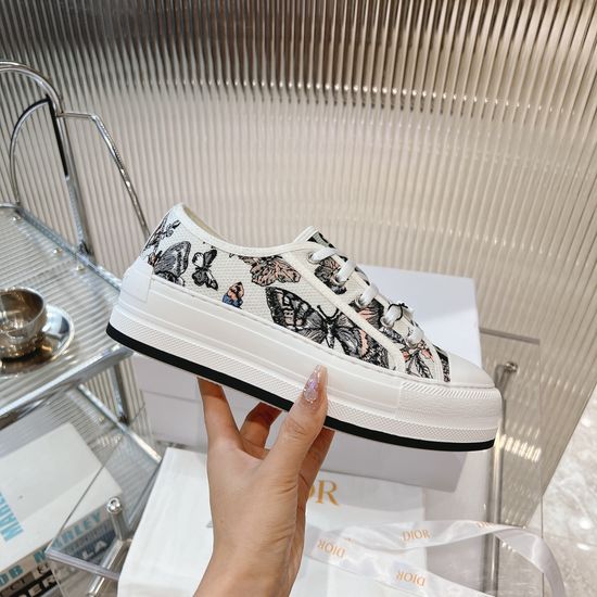 Christian Dior Embroidered Thick Sole Casual Sneakers Comfortable For Daily Wear