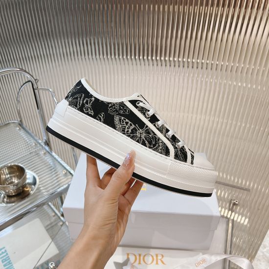 Christian Dior Embroidered Thick Sole Casual Sneakers Comfortable For Daily Wear