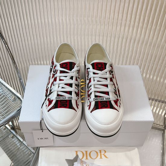 Christian Dior Embroidered Thick Sole Casual Sneakers Comfortable For Daily Wear