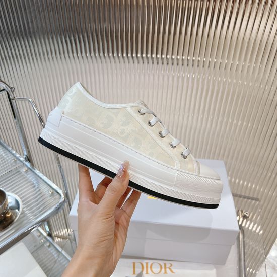 Christian Dior Embroidered Thick Sole Casual Sneakers Comfortable For Daily Wear