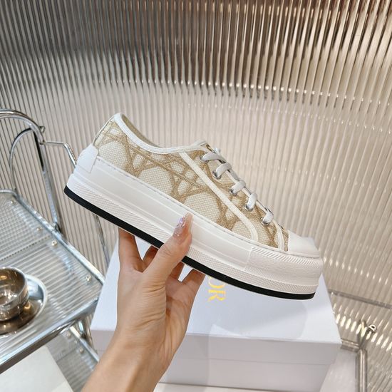 Christian Dior Embroidered Thick Sole Casual Sneakers Comfortable For Daily Wear