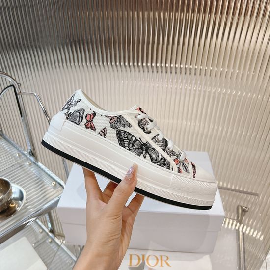 Christian Dior Embroidered Thick Sole Casual Sneakers Comfortable For Daily Wear