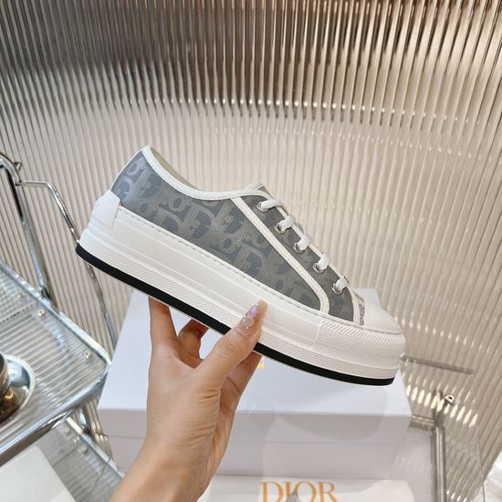 Christian Dior Embroidered Thick Sole Casual Sneakers Comfortable For Daily Wear