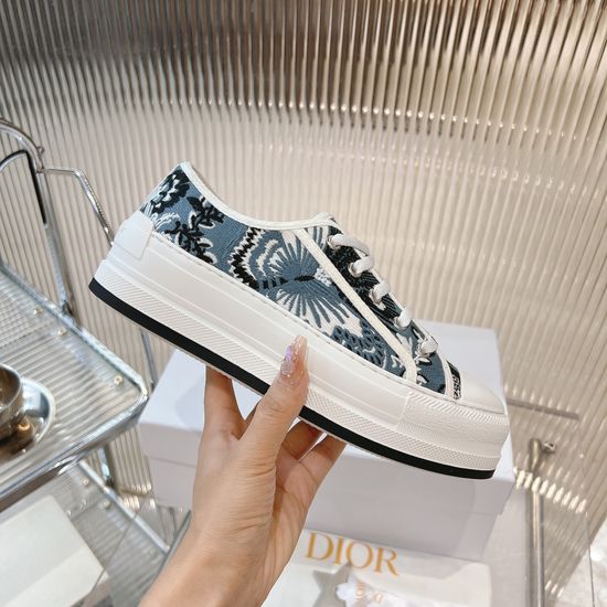 Christian Dior Embroidered Thick Sole Casual Sneakers Comfortable For Daily Wear