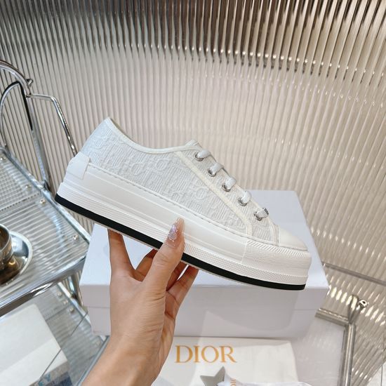 Christian Dior Embroidered Thick Sole Casual Sneakers Comfortable For Daily Wear