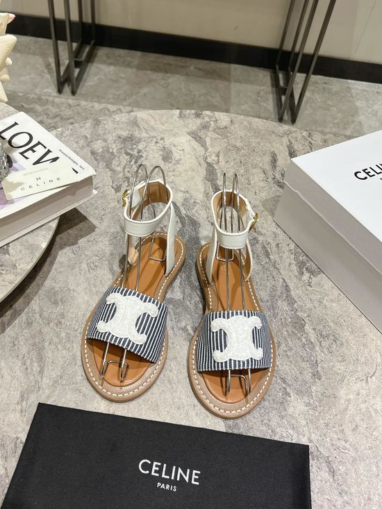 Celine Vintage Style Classic Buckle Leather Comfortable Sandals