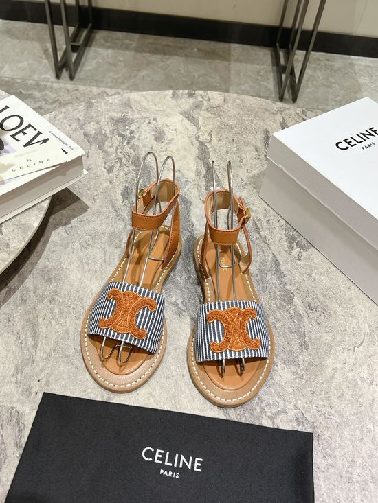 Celine Vintage Style Classic Buckle Leather Comfortable Sandals