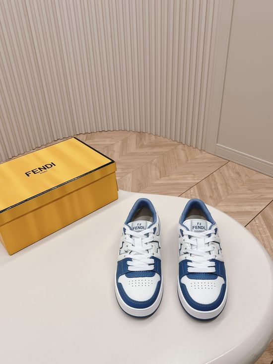 Fendi Stitched Leather Casual Sneakers With Retro Pattern