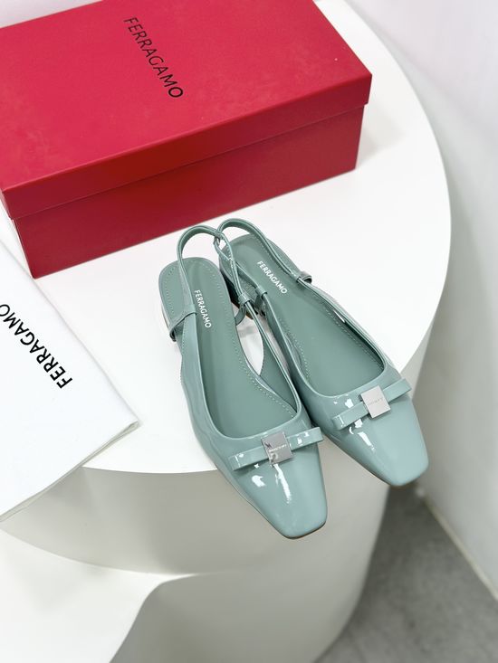 Ferragamo Bow Decor Square Toe Slingback Mary Janes