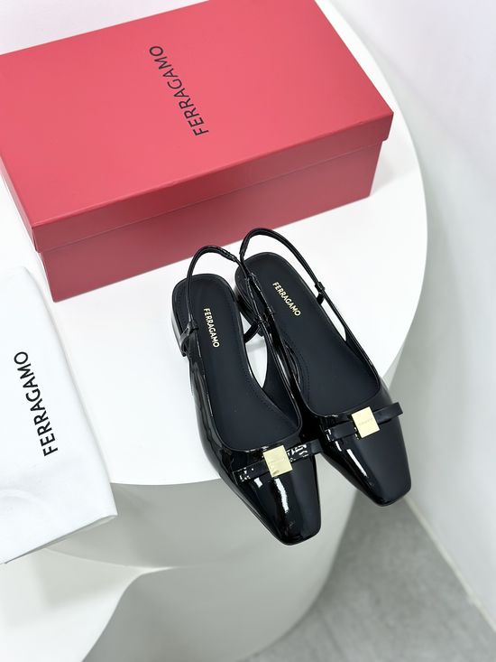 Ferragamo Bow Decor Square Toe Slingback Mary Janes