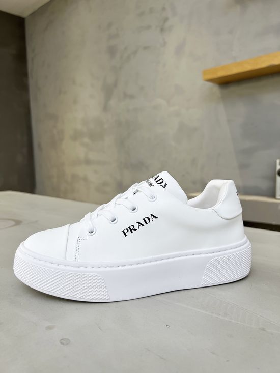 Prada Classic Elegant Leather Comfortable Casual White Shoes