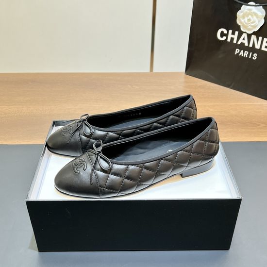 Chanel Two-tone Leather Slingback Ballet Flats with Real Leather Sole