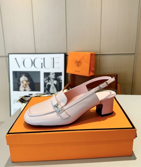 Hermes Square Toe Buckle Mules Comfortable Leather Insole